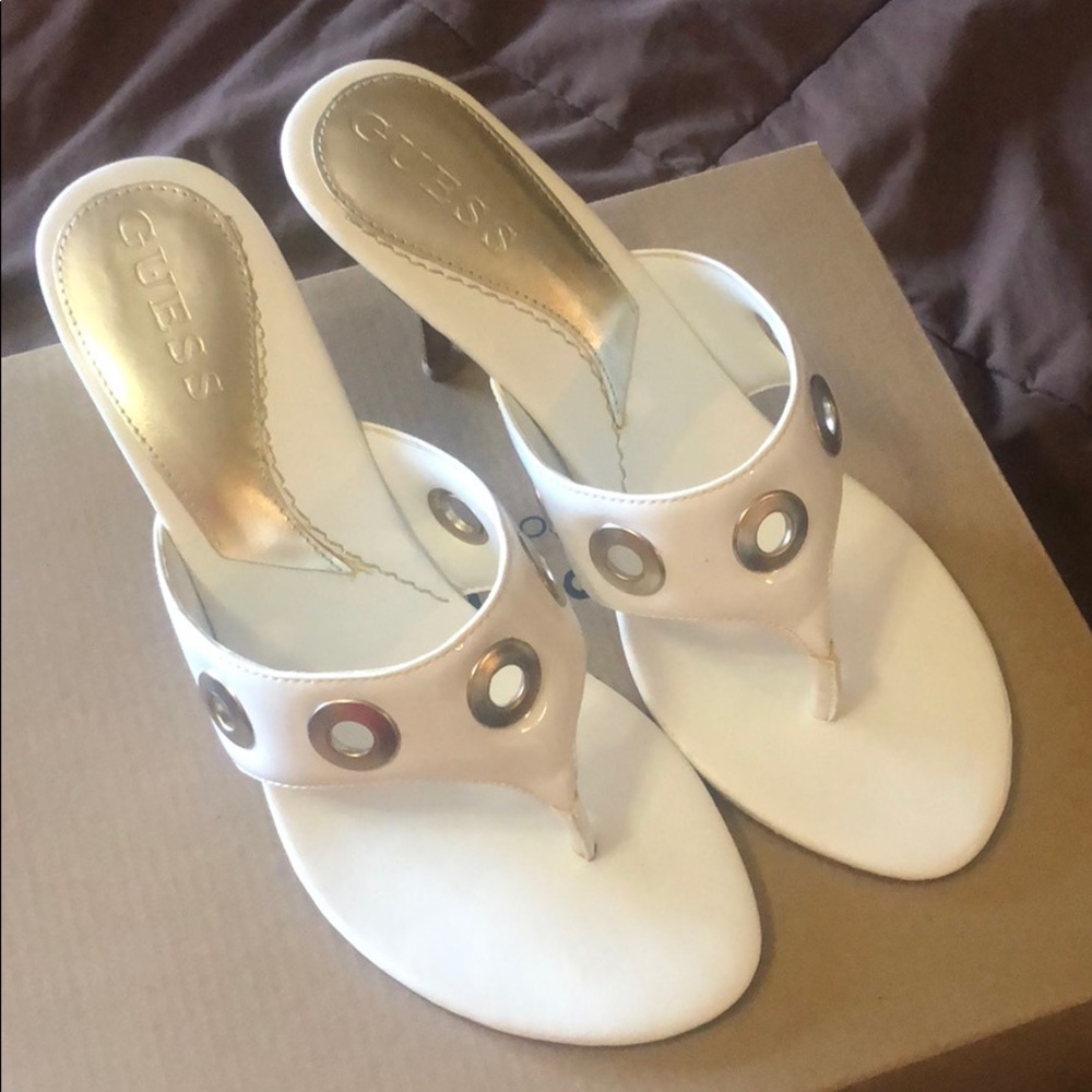White Guess Heels worn twice